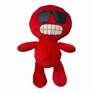 Nanco Red Black Glitter Sunglasses Smiley Face Guy Plush Smiling Stuffed Toy